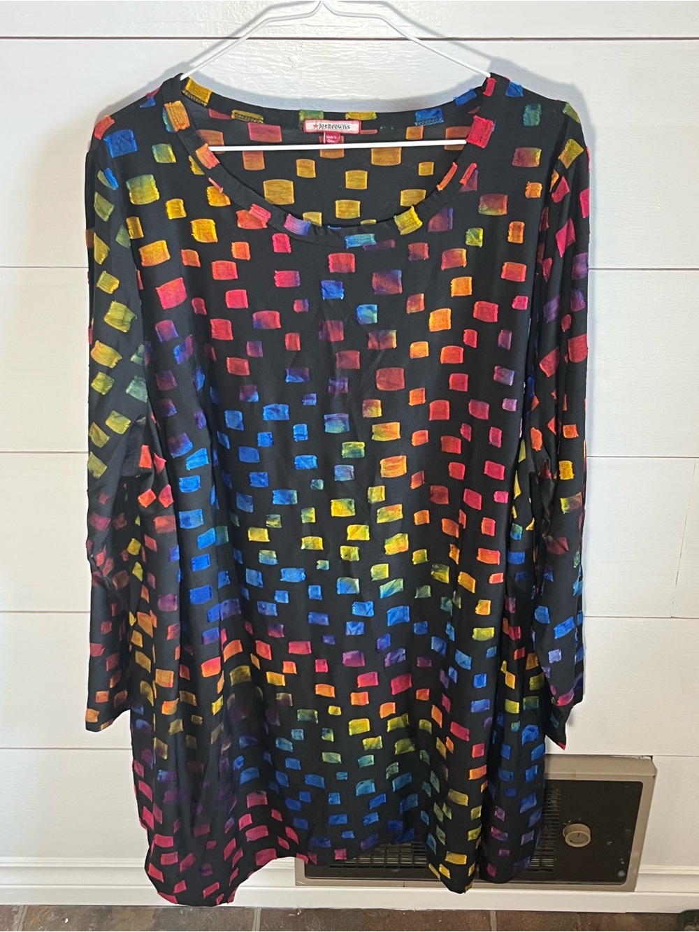 Joe Browns Black Tunic with Rainbow Square Brushprint